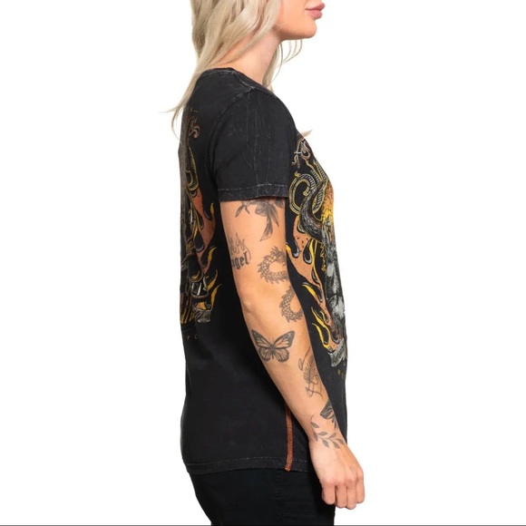 Affliction Women's T-Shirt Strugis 82 Biker Tattoo - Picture 12 of 12